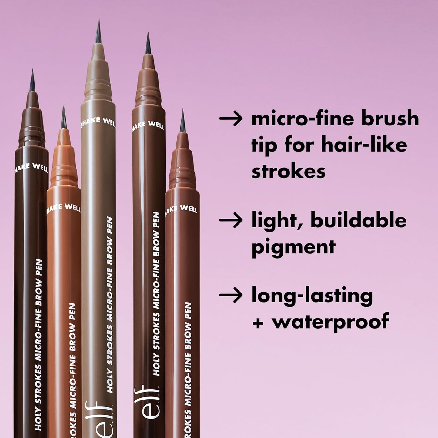 e.l.f. Holy Strokes Micro-Fine Brow Pen, Liquid Waterproof Eyebrow Makeup For Detailing & Adding Dimension, Vegan & Cruelty-Free, Taupe
