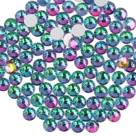 beadsland Flat Back Crystal Rhinestones Round Gems for Nail Art and Craft Glue Fix,Green Volcano (2.9-3.0mm) SS12/1440pcs