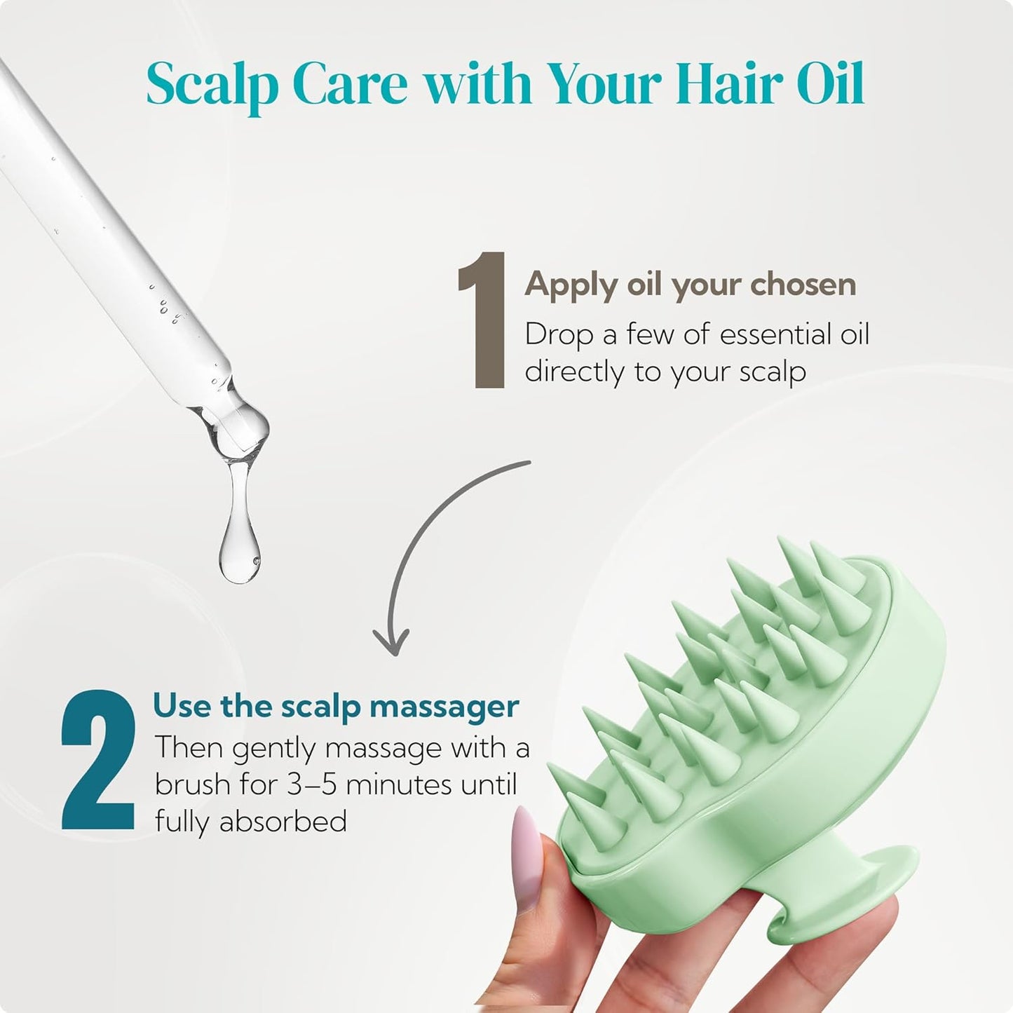 HEETA Scalp Massager Shampoo Brush 2 Pack, Soft Silicone Bristles to Remove Dandruff, Waterproof Scrubber for Wet Dry Hair, Suitable for Men & Women (Light Beige&Green)