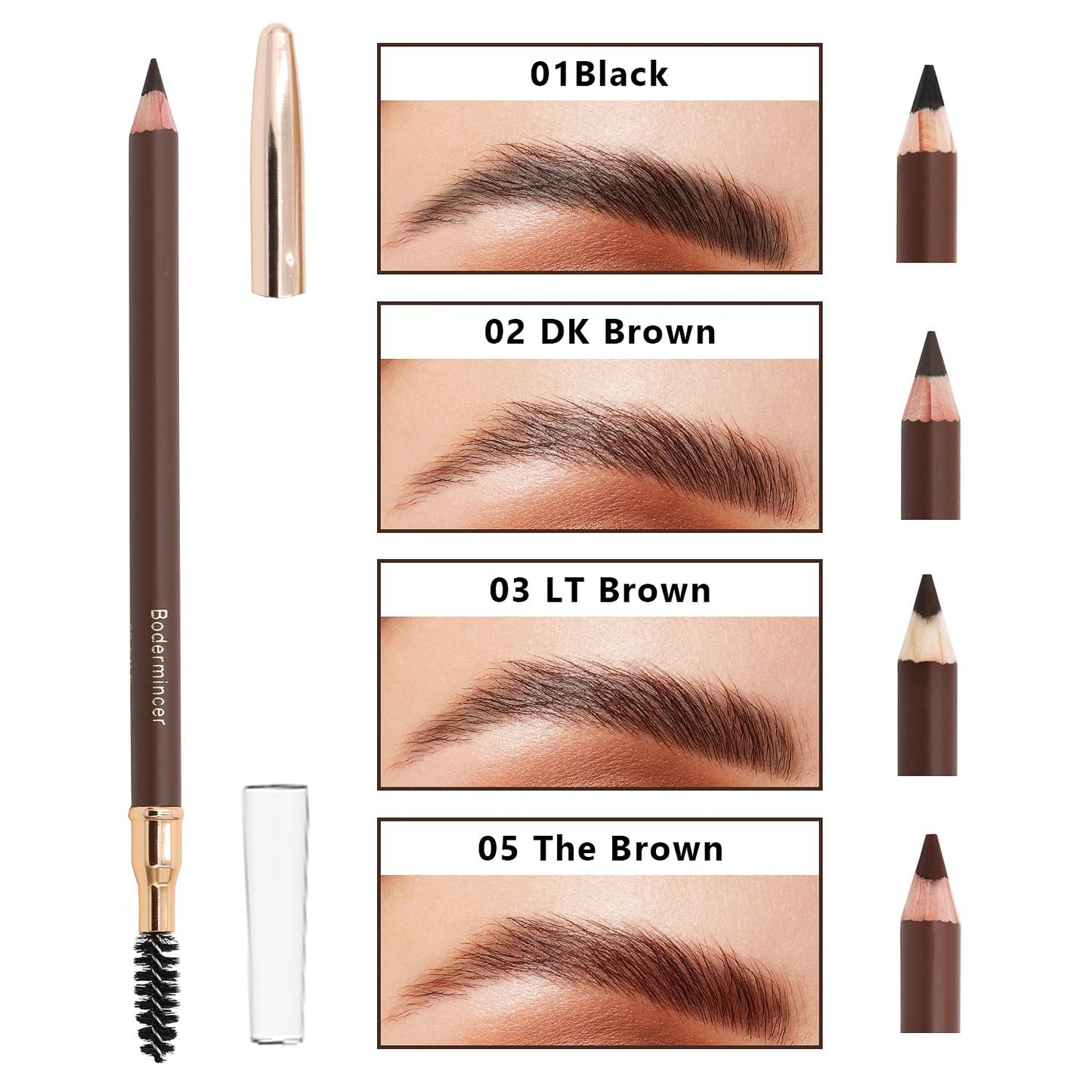 1pcs Eyebrow Pencil Longlasting Waterproof Durable Liner Eyebrow 5 Colors to Choose (1# Black)