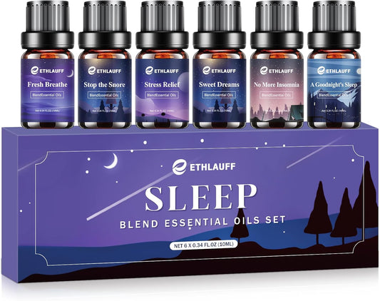 Sleep Essential Oils, Essential Oil Blends for Diffusers for Home (Relax, Stress Relief, Fresh Breathe, Sweet Dreams) Candle Making Scents, Relaxation Gift for Women and Men