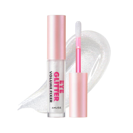 Amuse SEOUL Eye Glitter Volume Fixer 01 Glass | Liquid Glitter eye shadow, Long Lasting, Quick-Drying, Shimmer Metallic, Gel-based for High Impact 2.9g