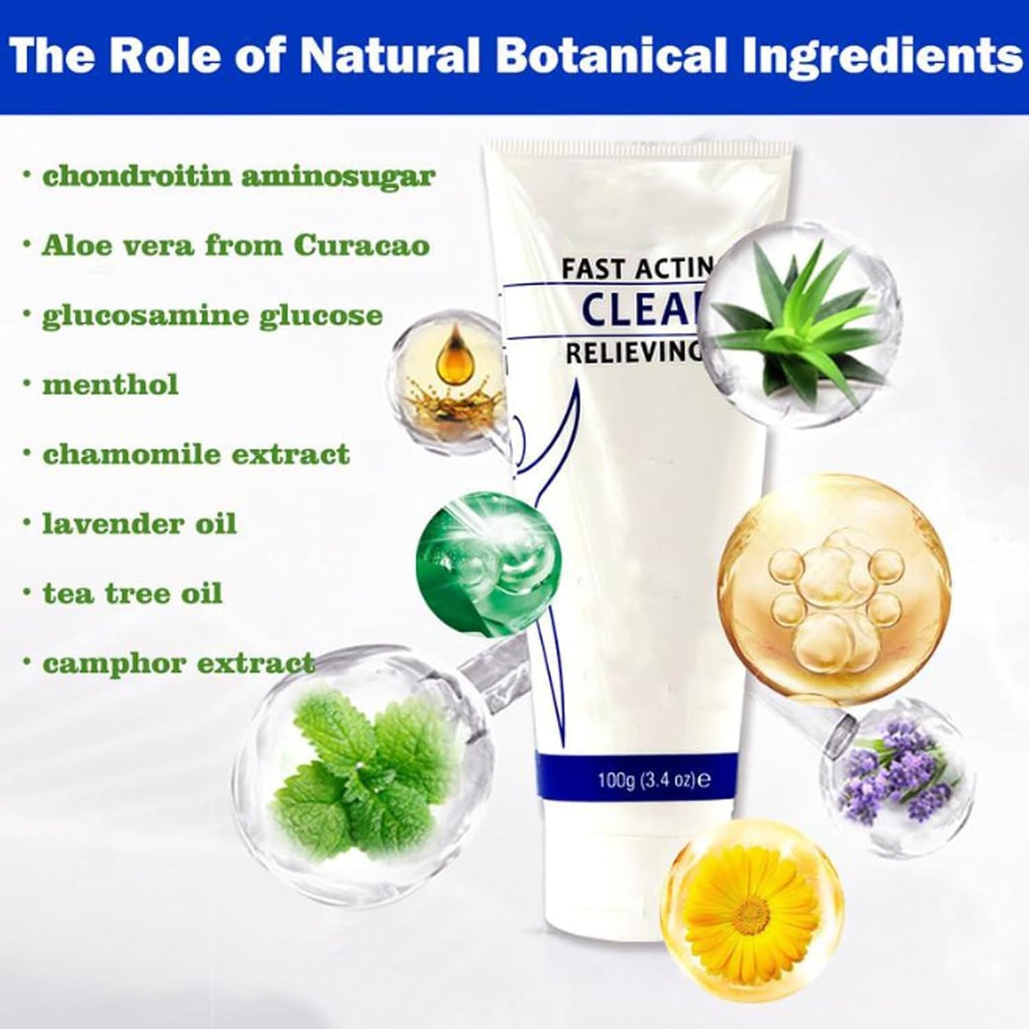 Soothing Cooling Gel 100g, Relieving Body, Pain Relieving, Sports Soothing Cooling Gel Body Care Lotions, Fast Absorbing for Women and Men