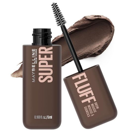 Maybelline Superfluff Volumizing Brow Mousse, All Day Tinted Brow Gel For Soft Full Brows, Deep Brown, 1 Count