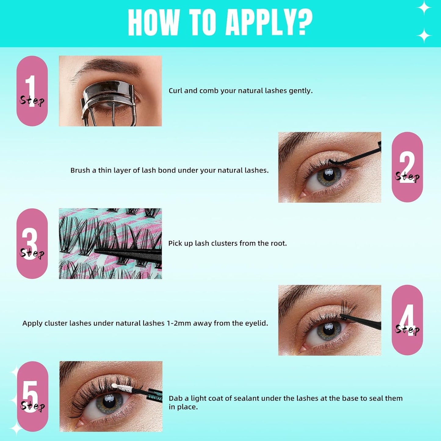 Lash Clusters Wispy 280PCS Eyelash Extension 40D 50D Cluster Lashes Individual Lashes DIY Lash Extension Natural Look Cluster Eyelash Extensions Soft False Eyelashes at Home for Beginners(10mm)