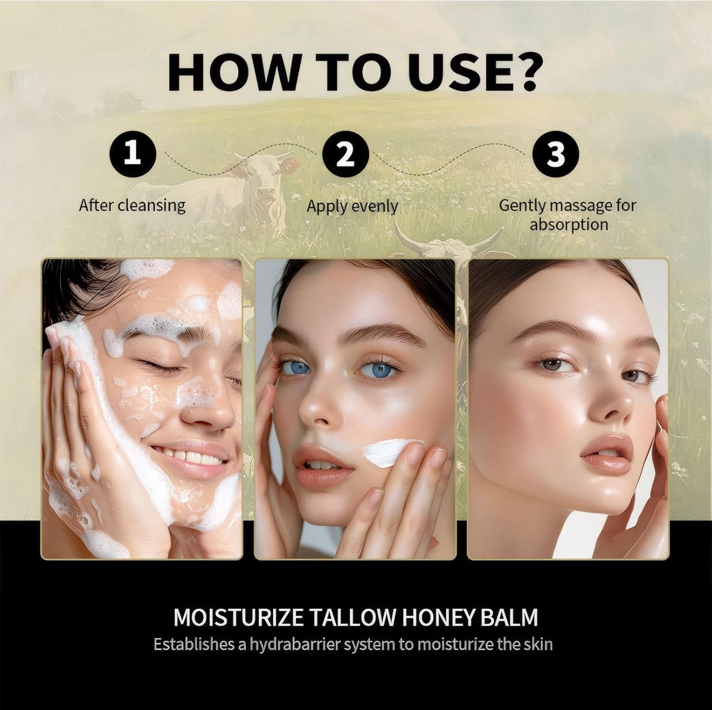 Organic Grass Fed Whipped Tallow and Honey Balm 4oz - Facial Cream, Lip Moisturizer, Body Balm