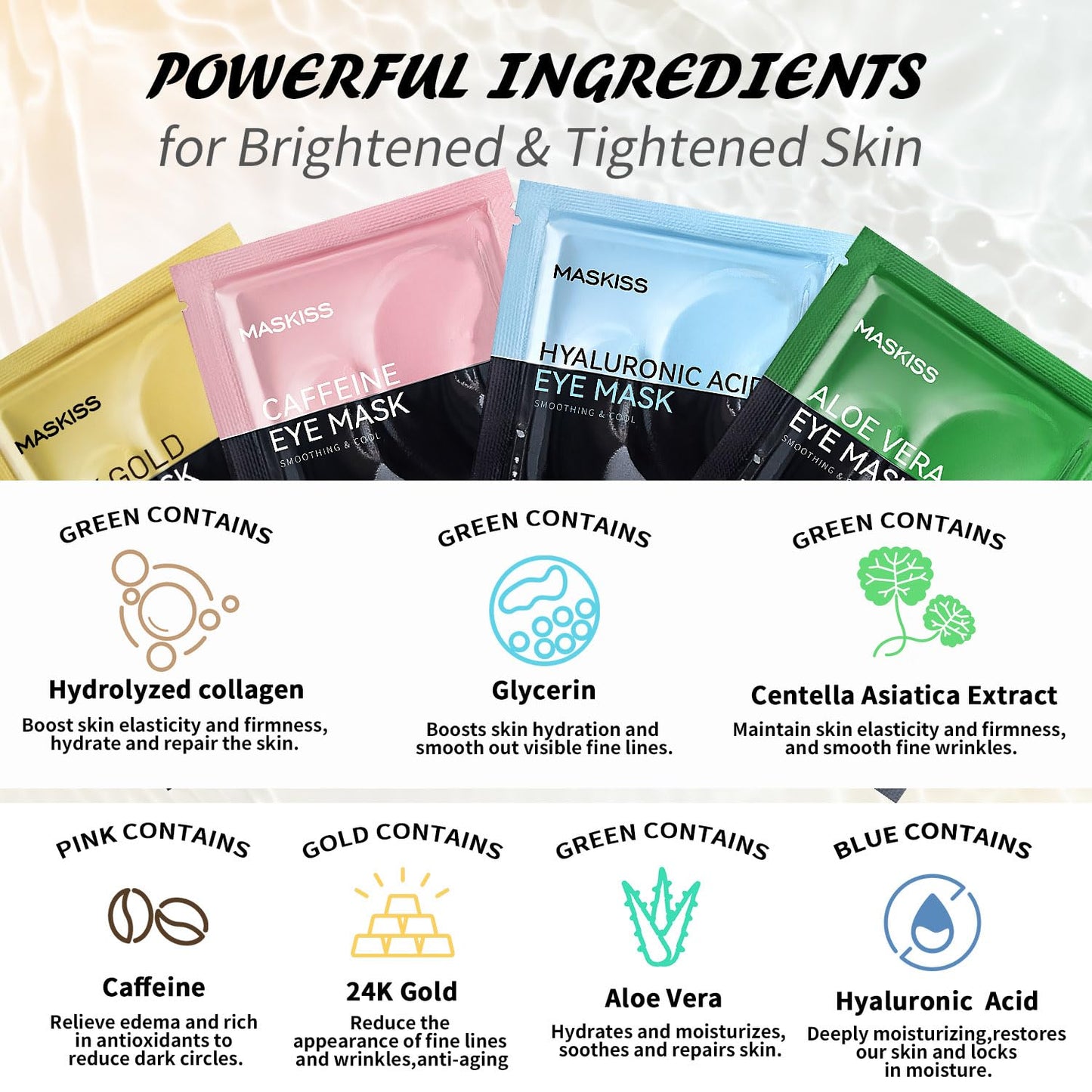 24k Gold Under Eye Patches & 4 in 1 Eye Masks Set, Collagen Eye Patches for Dark Circles Undereye Bags Wrinkles and Puffiness, Skin Care Gift for Her