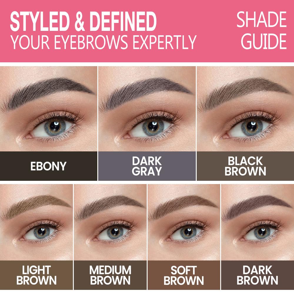 3Pcs Waterproof Eyebrow Pencil, Professional Makeup Micro Brow Pencil, Double-ended ultra-fine eyebrow pencil, Ultra-Fine Mechanical Pencil (3, 04#Light Brown)