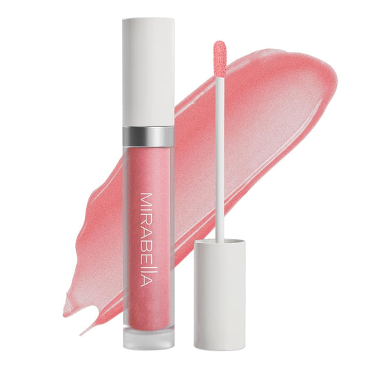 Mirabella Luxe Advanced Lip Gloss, Hydrating Non-Sticky High-Shine Lip Gloss for Women, Infused with Vitamin E & Jojoba Oil, Long-Lasting & Cruelty-Free - Lustre (Light Peach Nude)