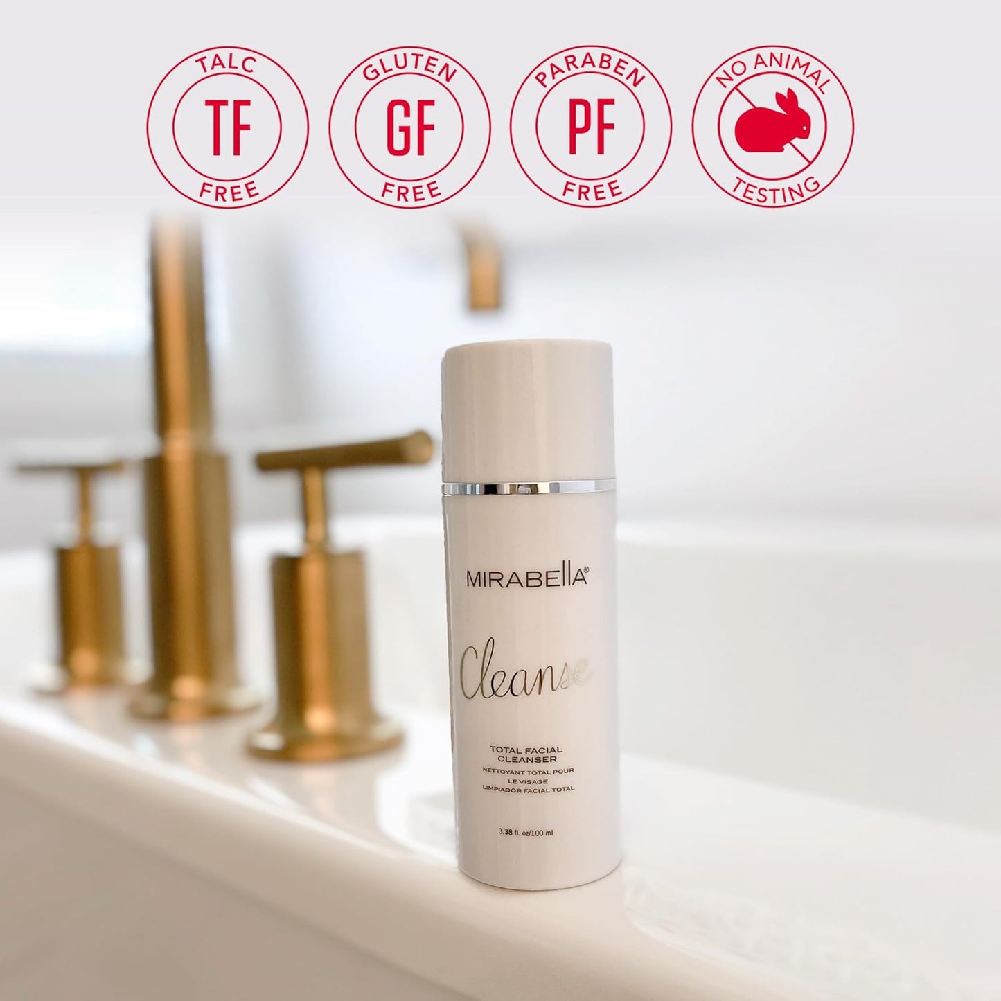 Mirabella Cleanse Total Facial Cleanser - Hydrating Gentle Cream Cleanser for All Skin Types - Face Cleanser & Makeup Remover - Face wash for Sensitive Skin & Oily Skin Formula