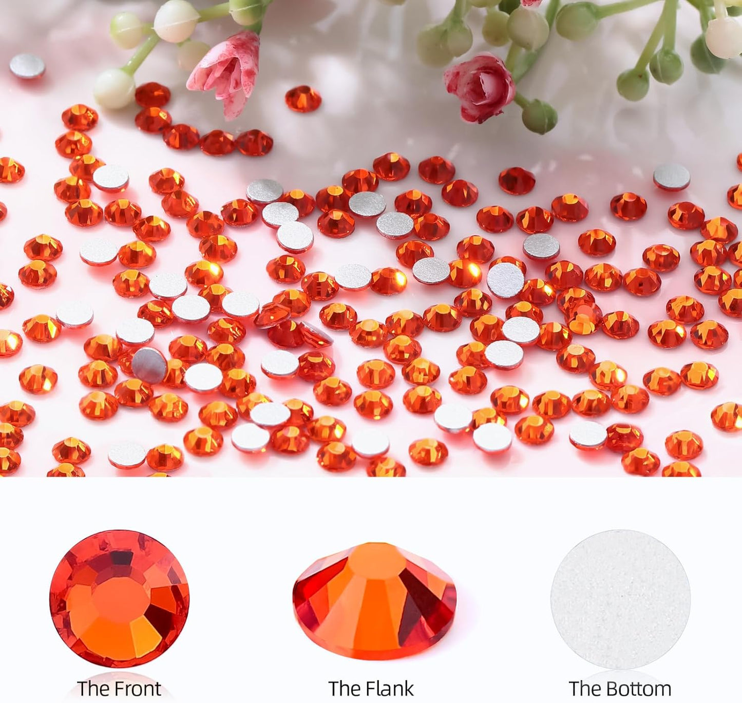 Hyacinth Flatback Rhinestones, Glass Rhinestones for Nail Art and Craft, Glue Fix, Loose Crystal Gemstones(Orange, SS8, 2880pcs, 2.3-2.5mm)