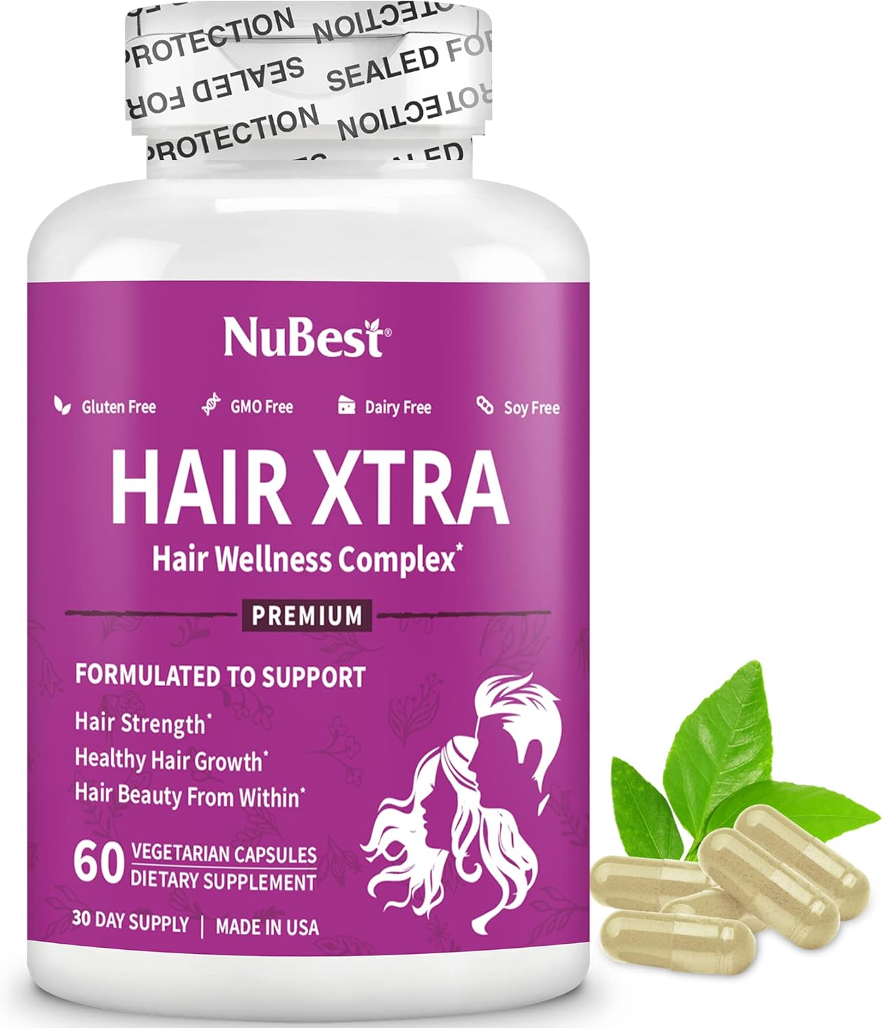 HairXtra - Hair Regrowth Vitamin for Faster Hair Growth - Hair Growth Vegan Capsules - Hair Thickening with Biotin, Zinc, MSM, B Vitamins, Choline - Hair Supplement, Hair Regrowth Capsules - Pack 2