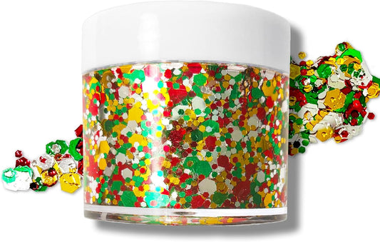 Christmas Glitter Gel for Body, Face, Hair and Lip, Color Changing Glitter Gel Under Light (Christmas)