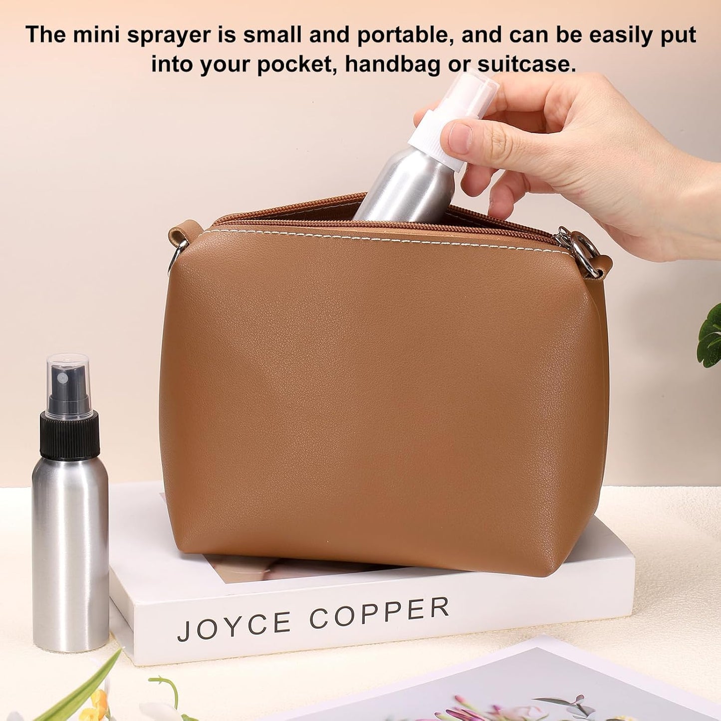 HARFINGTON 5pcs Aluminum Fine Mist Spray Bottles 200ml/6.7oz Metal Small Liquid Alcohol Refillable Travel Container with White Plastic Nozzle Cap for Perfume Skincare Cosmetic Storage Bottle