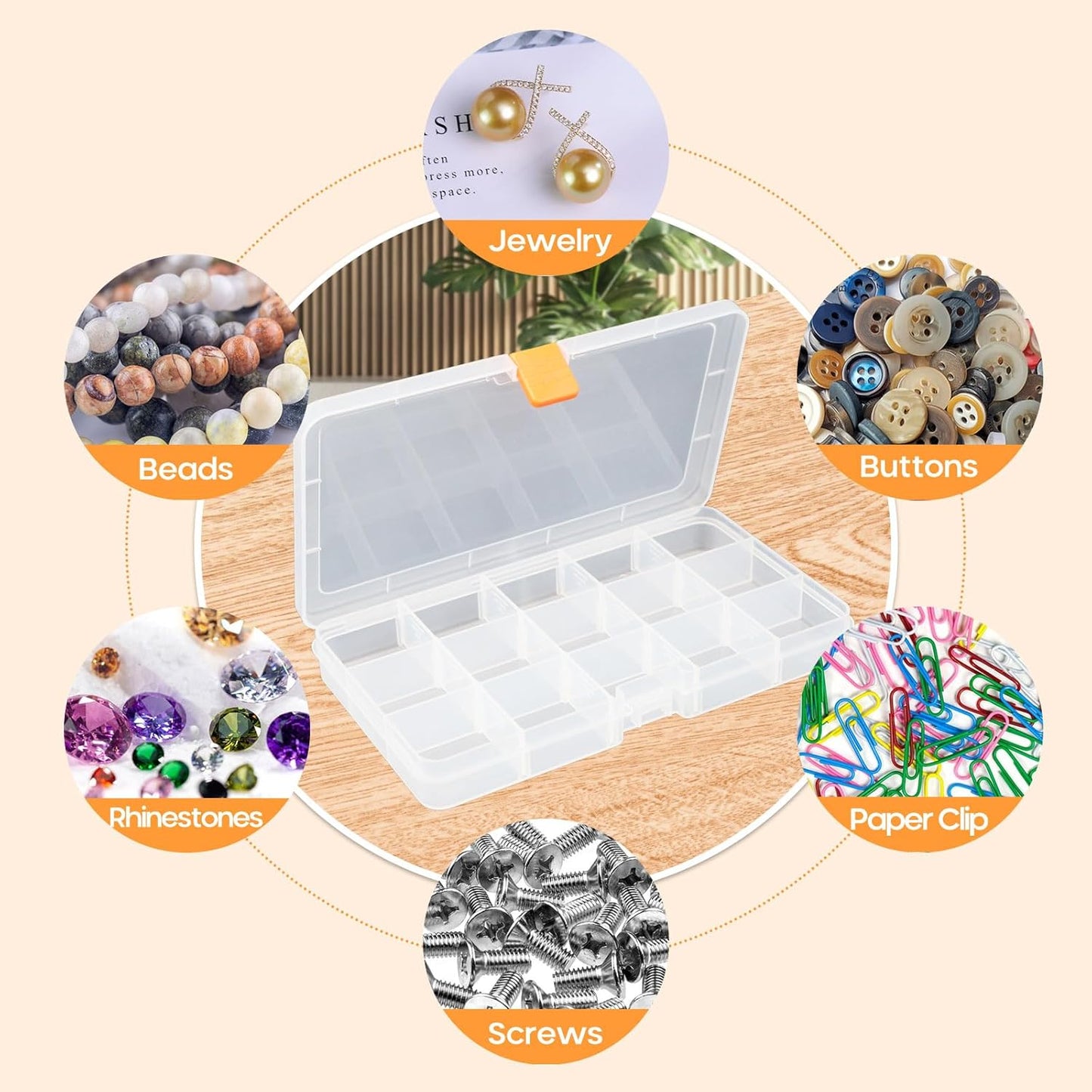 4PACK Extra Thick Bead Organizers, Mini Clear Plastic Storage Box Craft Containers for Nail jewelry rhinestones DIY Supply Case