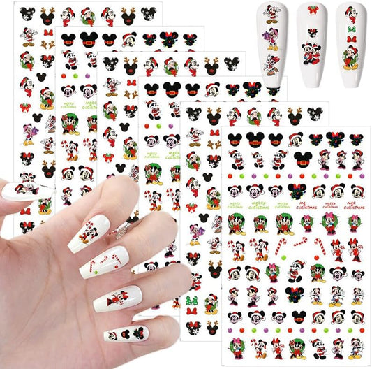 6 Sheets Christmas Nail Art Stickers Decals Cute Cartoon Snowflake Christmas Tree Self Adhesive Nail Stickers Supply Winter Xmas Nail Decals for Women DIY Manicure Tips Xmas Party Nail Decoration