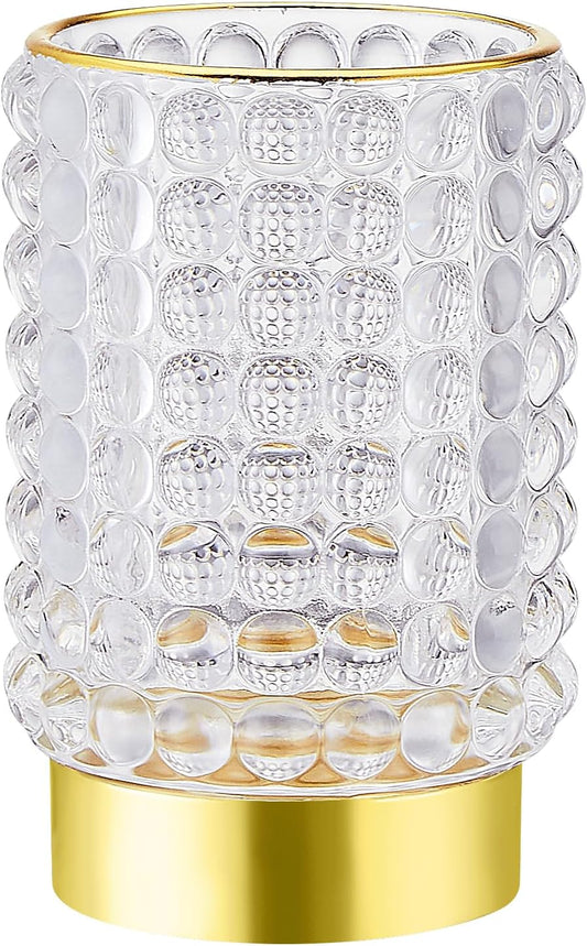 Makeup Brush Holder Organizer,Toothbrush Holders,Desk Pen Pencil Holder,Multifunctional Vintage Glass Brush Cup(A38-1-US/Clear/L)