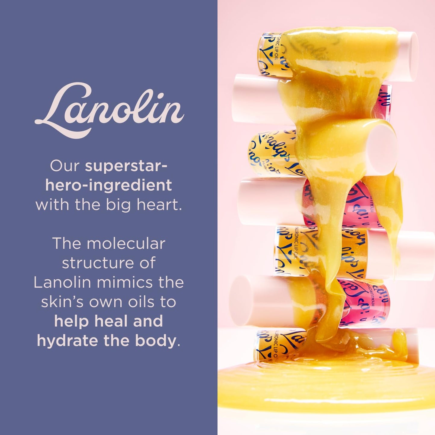 Lanolips Hydrating Lip Oil - Plumping Lip Gloss Infused with Lanolin Oil, Hyaluronic Acid & Vitamin E - Non-Sticky, Glossy Finish Beauty Products - Honey (0.2 Fl oz)