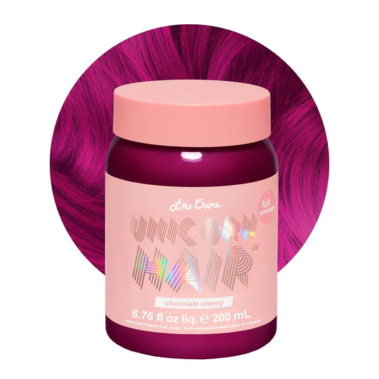 Lime Crime Full Coverage Unicorn Hair Dye, Chocolate Cherry - Damage-Free Semi-Permanent Hair Color Conditions & Moisturizes - Temporary Hair Tint Kit Has A Sugary Citrus Vanilla Scent - Vegan