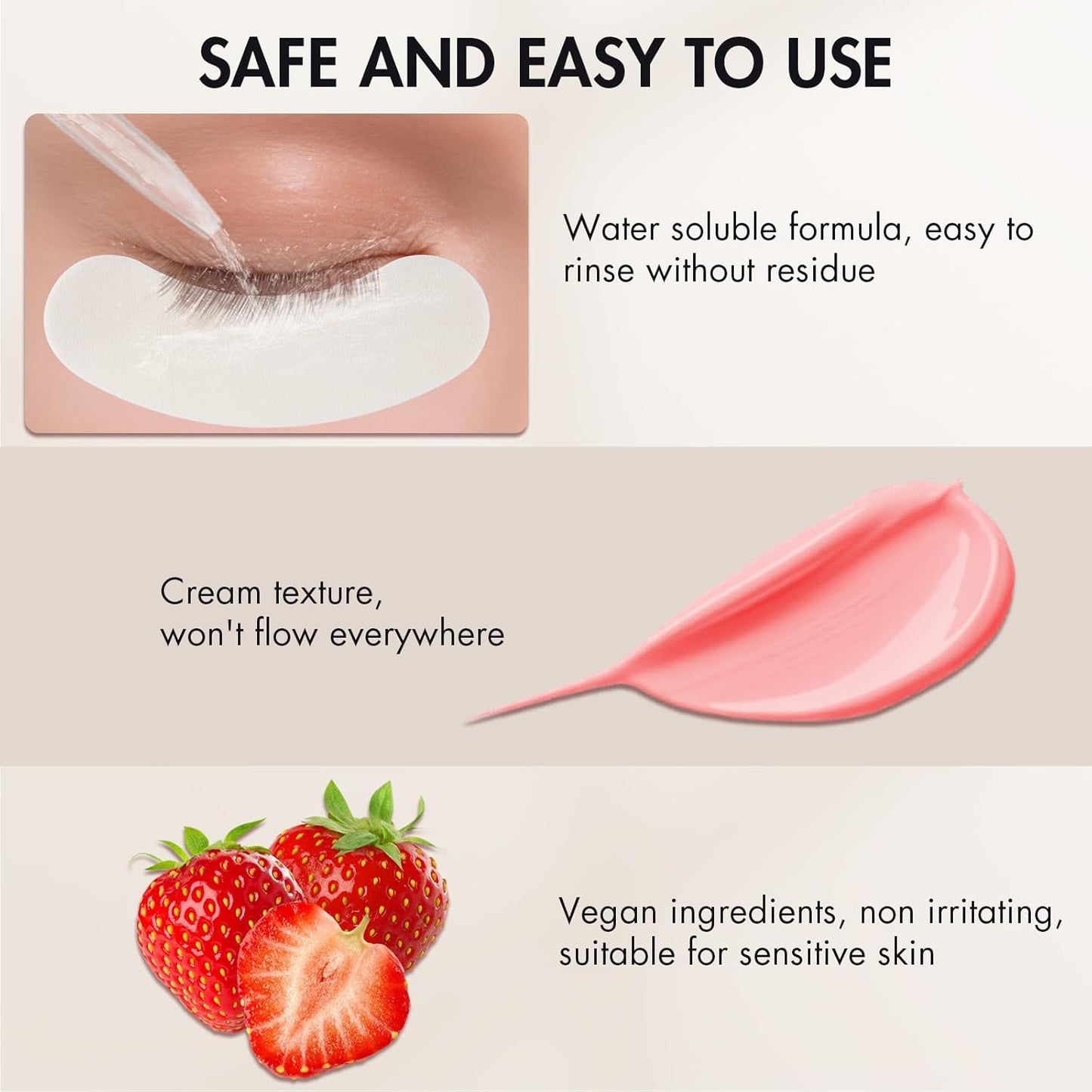 Lash Remover for Lash Extensions 10g No Burn Cream Remover With Micro Cotton Swabs and Eye Pad Sticker Professional Eyelash Extensions Lash Tech Salon Supplies