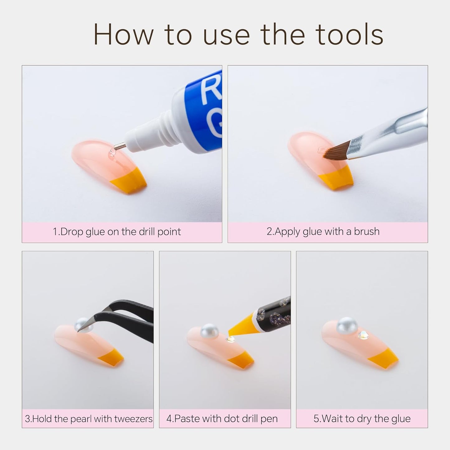 60g Cyan White Flat Back Pearls Rhinestones for Crafts Mixed Size 3mm-10mm AB Color Round Half Pearls Flatback Pearl Beads and Resin Rhinestones Set for Face Art with Glue