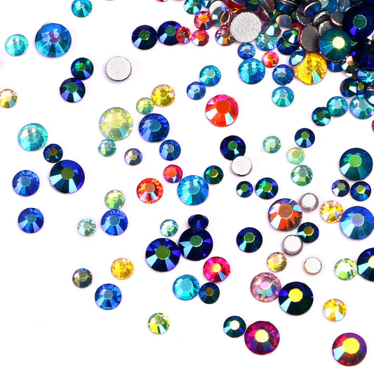 3456pcs Flatback Rhinestones Glass Charms Diamantes Gems Stones for Nail Art 6 Size ss4~ss12 Color AB Mixed