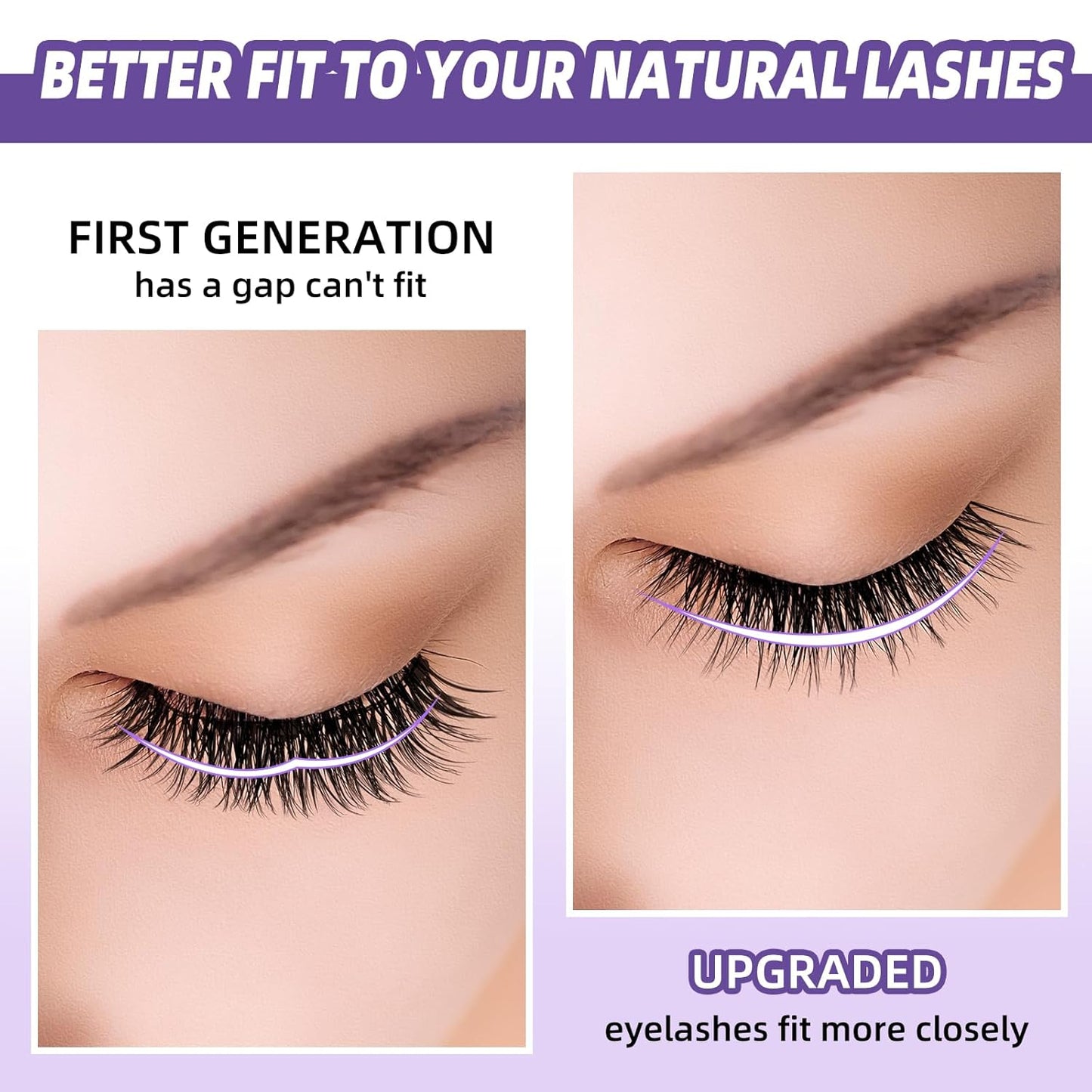 B&Qaugen Magnetic Eyelashes with Applicator Lashes Reusable Glue-Free Natural Look Cluster Kit Easy to Wear and Remove（M03）