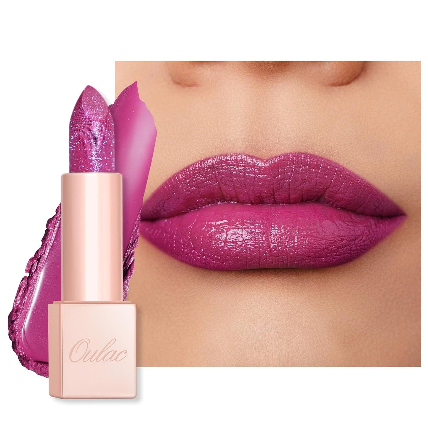 Oulac Moisturizing Purple Lipstick for Women - Tinted Lip Balm Infused with Shea Butter, Shiny & Lightweight Lip Makeup, Vegan & Gluten Free, PG08 Aquatic