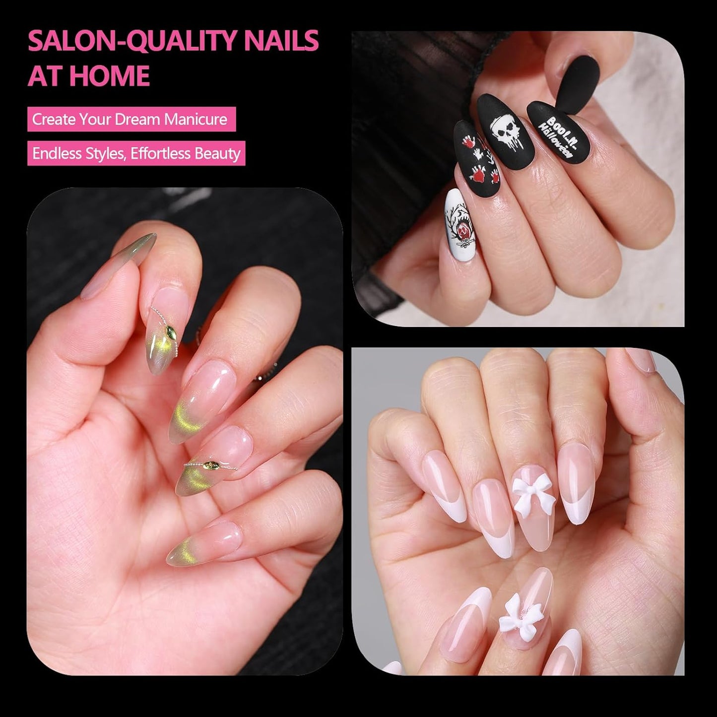 Medium Almond Nail Tips 500PCS, Clear Acrylic Full Cover Gel Press on Nail Tips for DIY, 10 Sizes Pre-Shaped False Nails with Glossy Finish, Professional Manicure Kit & Easy Application