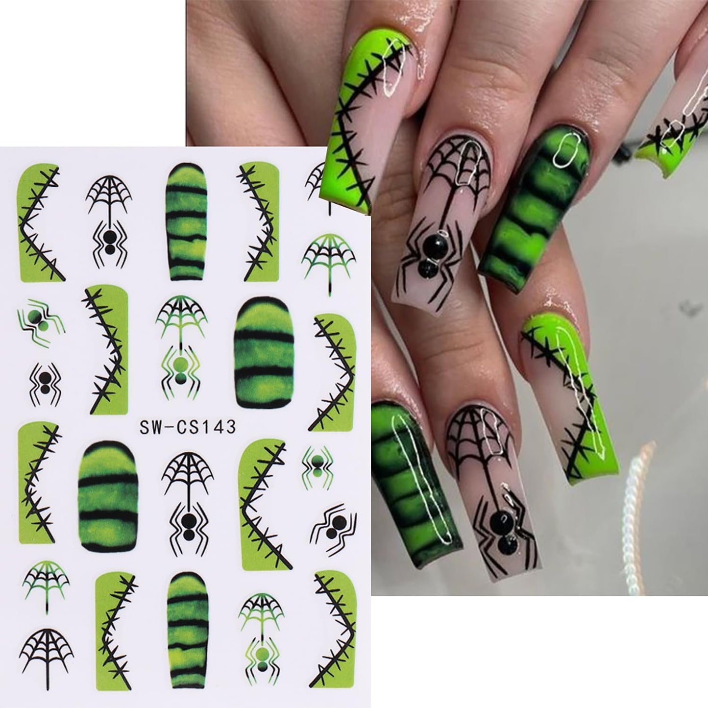 Spooky Halloween Nail Stickers Fall Nail Decals Spider Web Bat Eyes Ghosts Design Holiday Nail Art Supplies Nail Adhesive Sticker Halloween Nail Art Charms Decorations DIY Manicure Accessories 4PCS