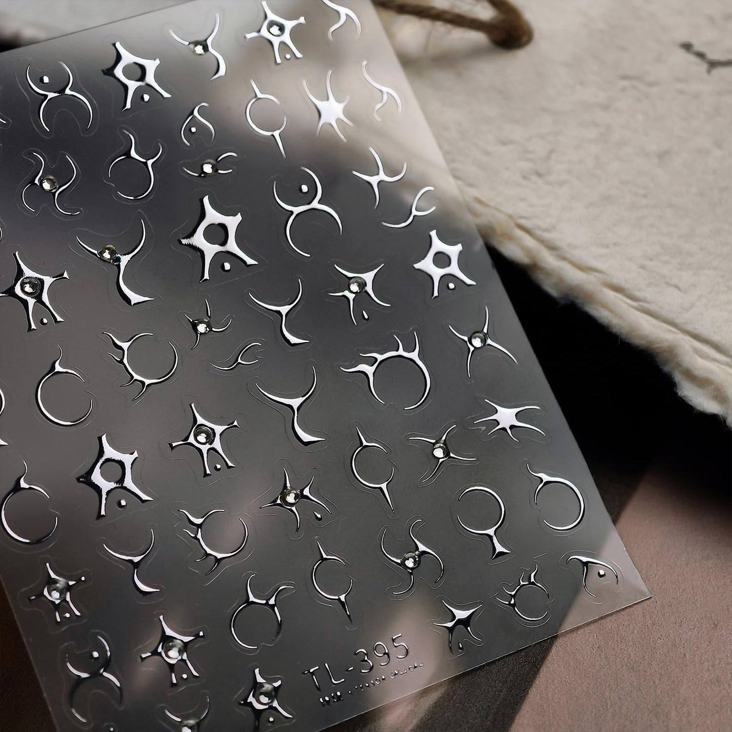 1Pcs Silver Star 5D Embossed Stripe Nail Art Stickers Self Adhesive Punk Style Rhinestone Star Gothic Lines Nail Stickers for Nail Art Silver Nail Decals Y2K Stars Nail Supplies for Women DIY Nails