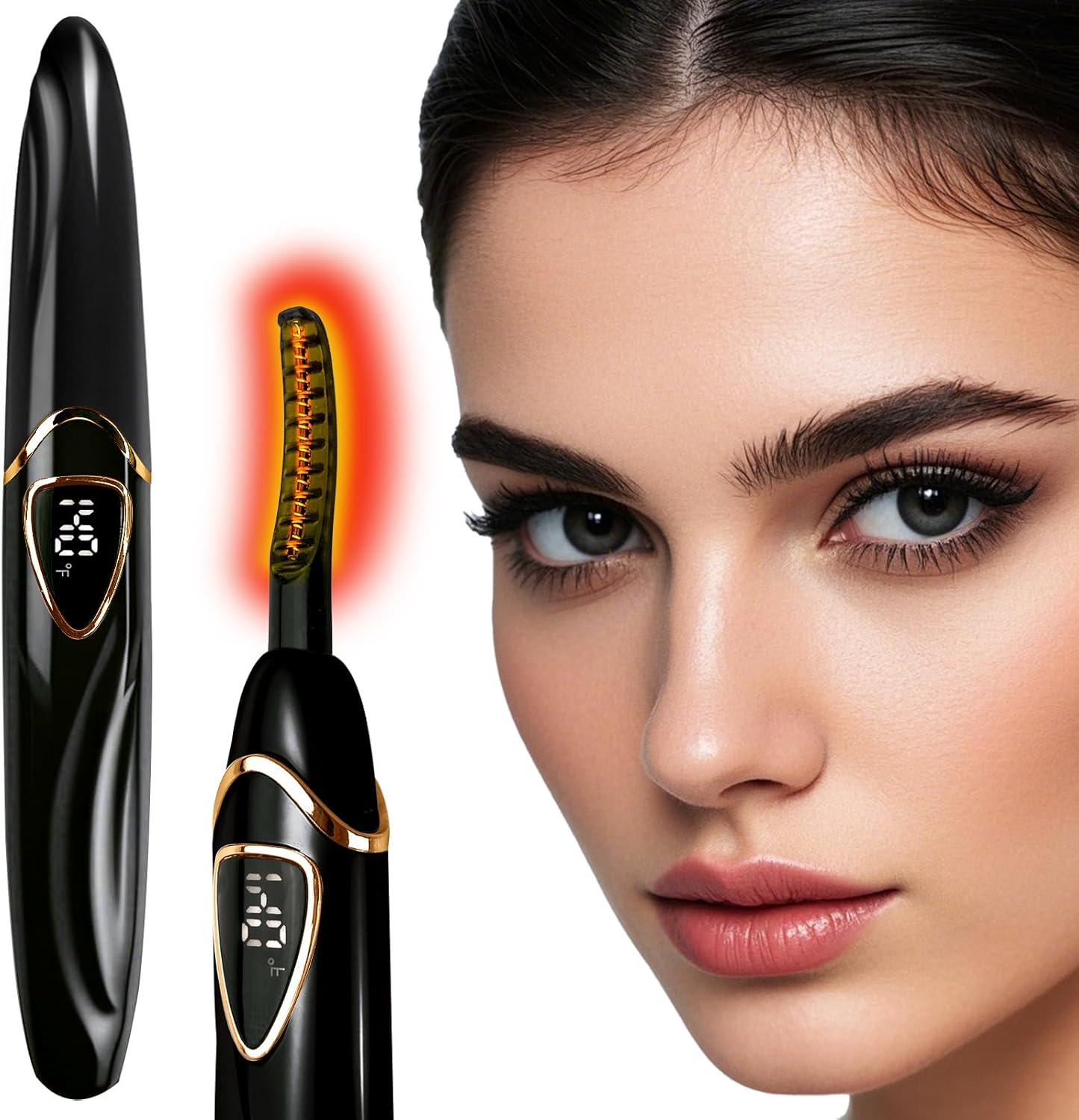 S600 Heated Eyelash Curler - Lash Curler Heated with Accurate Temperature Control, Intelligent Auto Power Off for Natural Makeup & Long-Lasting Curls | Heated Lash Curler (Black+Gold)