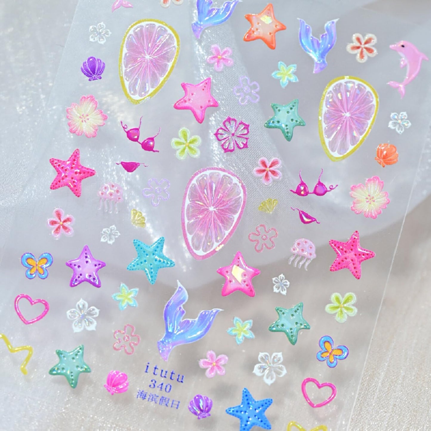5D Embossed Ocean Life Nail Art Stickers Decals Self Adhesive Seashell Starfish Nail Decals Sea Colorful Designs Summer Nail Stickers Mermaid Manicure Sliders for Women DIY Nail Art Decorations