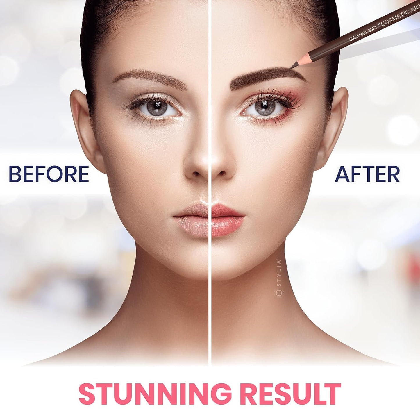 Stylia Waterproof Eyebrow Pencils For Women – Long-Lasting Microblading Supplies Brow Pencil, Perfect for Eyebrow Shaper, Filling & Defining Natural-Looking Brow - (12PC in 5 Colors)