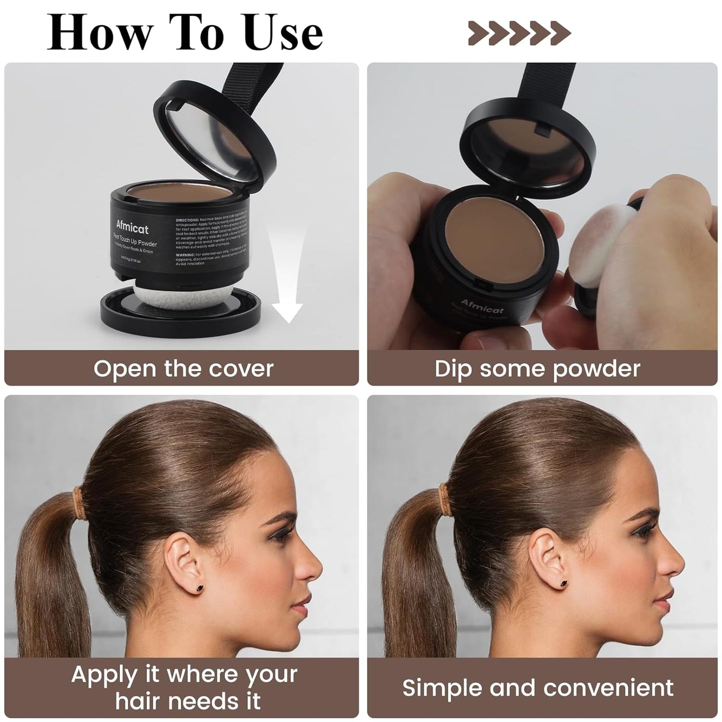 Instant Hairline Powder, Root Touch Up Hair Color for Gray Coverage and Thinning Hair, Root Cover Up Conceals Hair Loss & Bald Spots, Natural and Non-Greasy Hair Color for Women & Men, Brown