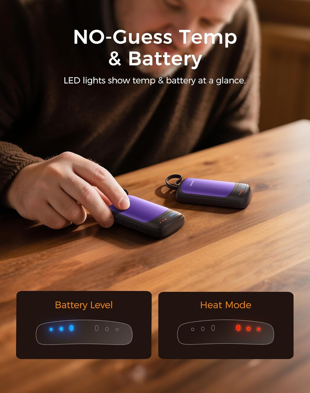 OCOOPA Hand-Warmers-Rechargeable Dual Sided, 2 in 1 Electric-Hand -Warmers with UL Certified, 3 Heating Level, Pocket Sized USB Hand Warmers for Camping, Hunting, Commuting, Gifts for Men, UT5 Duoheat