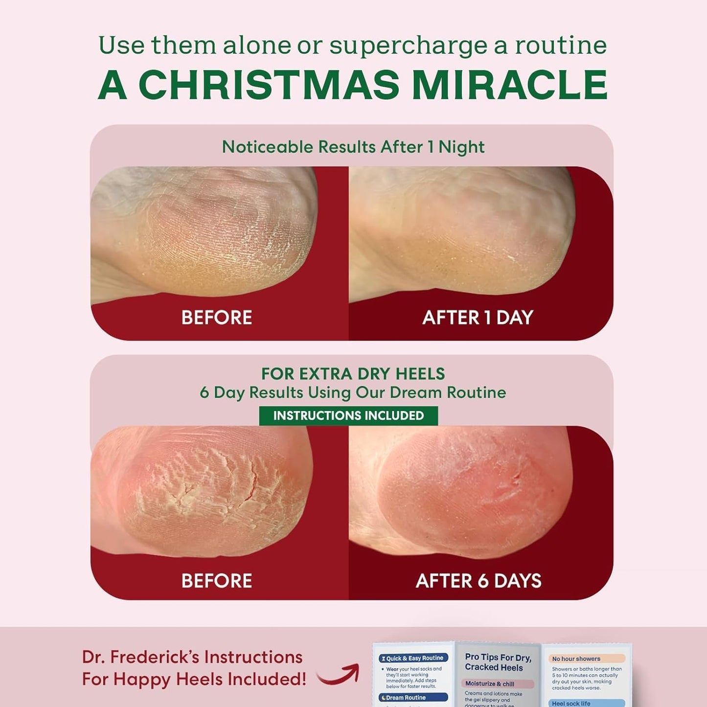 Dr. Frederick's Original Moisturizing Fuzzy Heel Socks - 3 Pairs - Cozy Gel-Lined Sleep Socks for Women & Men - Soothing Dry, Cracked Feet - Cracked Heel Repair (Holiday Special Edition)