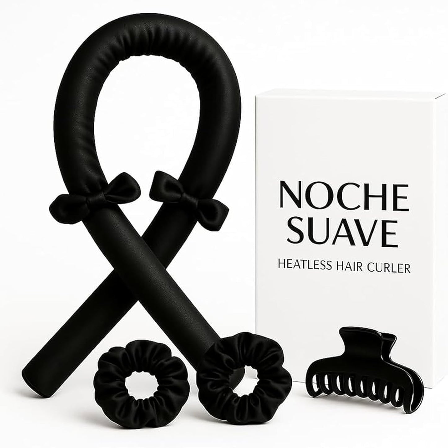 Nochesuave Heatless Hair Curler Headband – Overnight Curl Kit with Satin Curling Rod, Scrunchies & Claw Clip – Heatless Curls Overnight, No Heat Hair Rollers for Long, Medium & Fine Hair