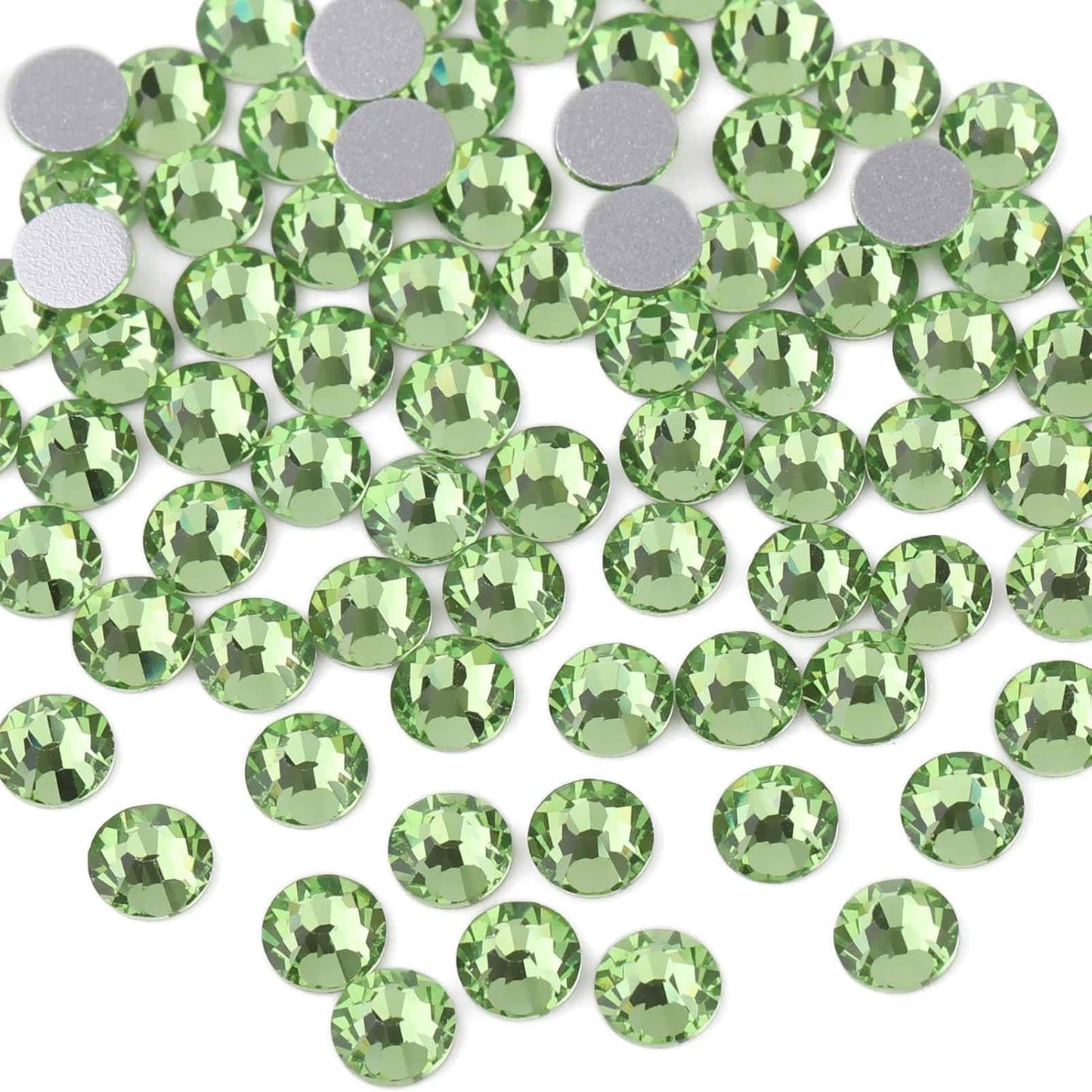 beadsland Flat Back Crystal Rhinestones Round Gems for Nail Art and Craft Glue Fix, Light Green (2.9-3.0mm) SS12/1440pcs