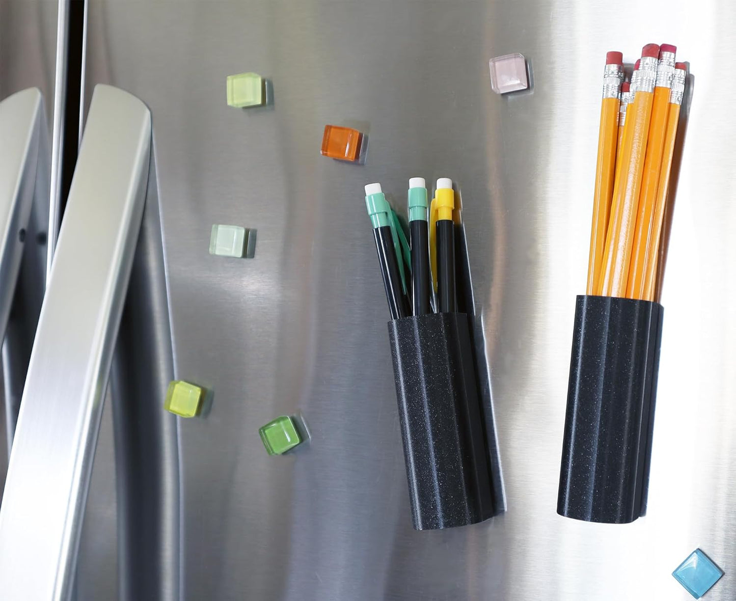 Magnetic Pen Holder, Marker Holder and Pencil Holder for Refrigerator, Locker, Whiteboard or Desk (Small, Space Black, Set of 2)