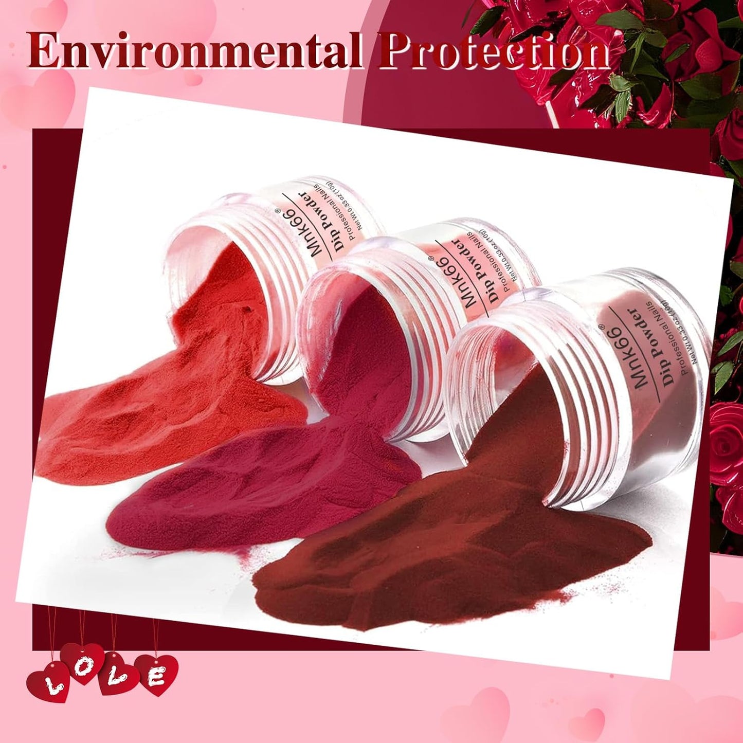 6 Colors Dip Powder Set, Hot Pink Red Dipping Powder Color Set, Glossy Nail Art Manicure DIY Salon Home Gift for Ladies (YYSDDPS-No.15-6pcs)