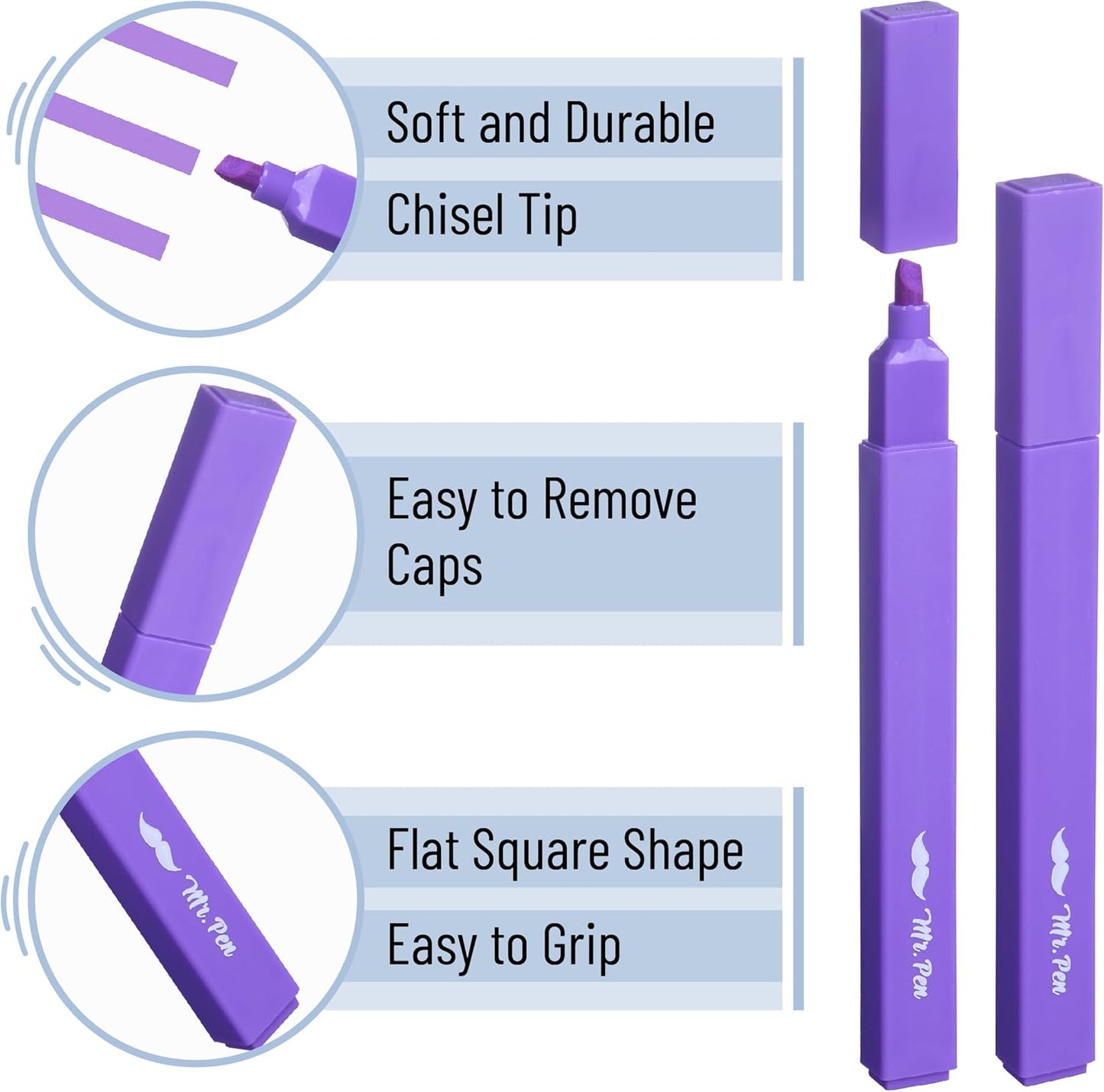 Mr. Pen- Aesthetic Highlighters, 8 Pack, Chisel Tip, Shades of Purple, Cute Highlighters Assorted Colors, Highlighter Set