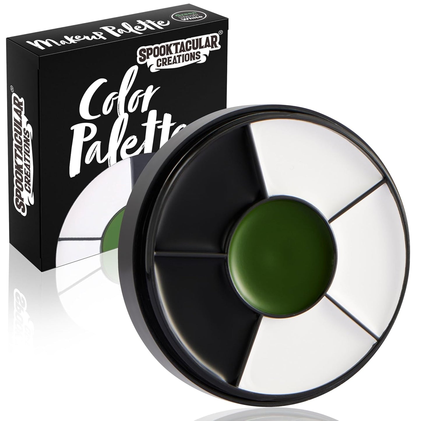 Spooktacular Creations Halloween Makeup Palette 3 Colors, Face Body Paint Wheel for Adult SFX Zombie Cosplay, Baseball Sport Games Dress Up (0.35 oz, White Black Green)