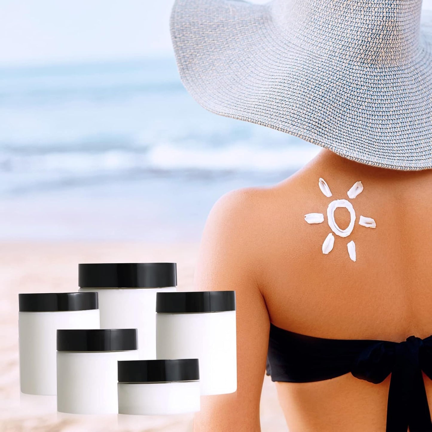 48 Pack 8 OZ Plastic Jars Round Clear Cosmetic Container Jars with Lids, Eternal Moment Plastic Slime Jars for Lotion, Cream, Ointments, Makeup, Eye shadow, Rhinestone, Samples, Pot, Travel Storage