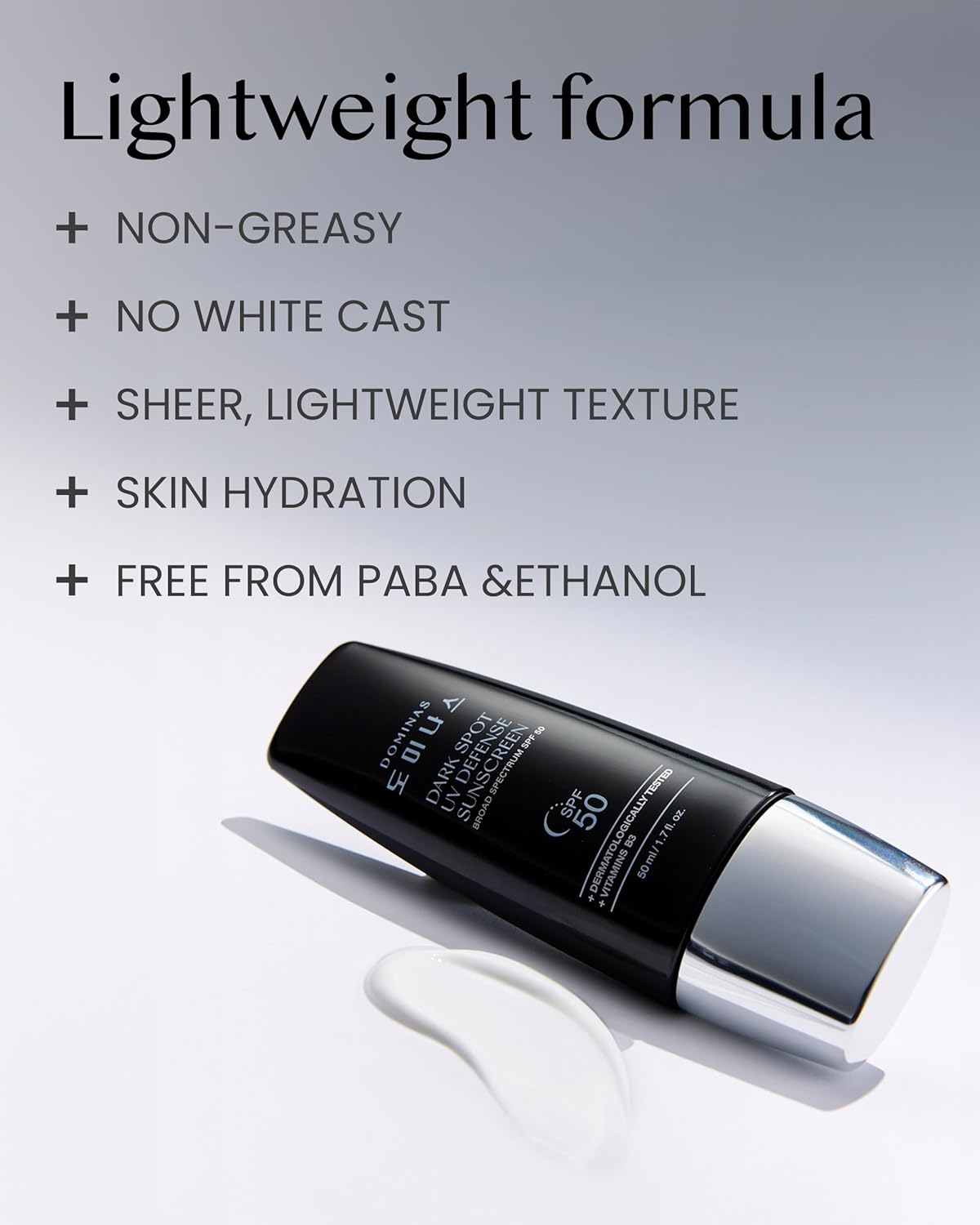 SPF 50 DOMINAS Sunscreen (Pack of 2, 1.7fl oz*2) - Korean Skin Care, UV Defense Sunblock, No White Cast, Non-Greasy, Hydrating, Lightweight Protection for Face & Body, Niacinamide, Sun Cream