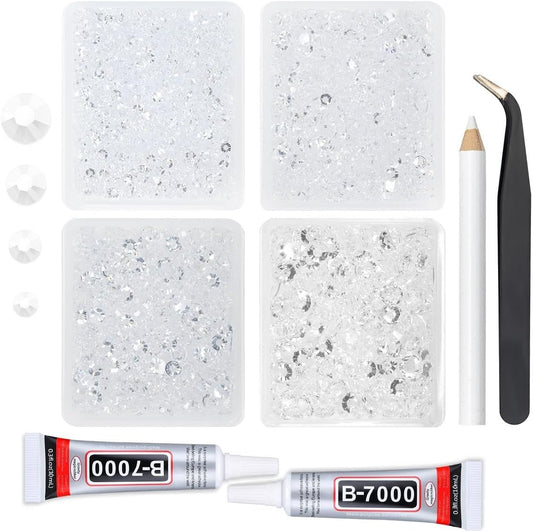3mm 4mm 5mm 6mm Transparent Resin Rhinestones w B7000 Jewelry Glue for Bedazzling Crafting Clear Flatback Jelly Rhinestones Bulk Stones Diamonds Gems for Nails Face Eyes Makeup Tumblers Crafts