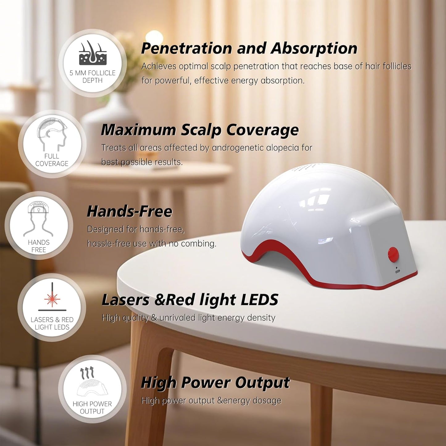 Hair Growth Device,LED Light Therapy Cap,Red Light Cap,Hair Regrowth Treatment for Men and Women