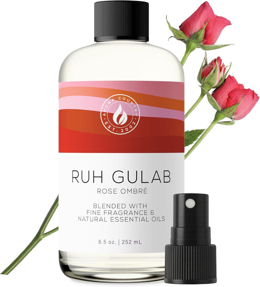 Aroma Country Ruh Gulab Diffuser Oil - Luxury Essential Oils for Diffuser Refill & Air Freshener Room Spray - Long-Lasting & Natural Home Fragrance, Damask Rose Scented Oil for Diffusers (8.5 Fl. oz)