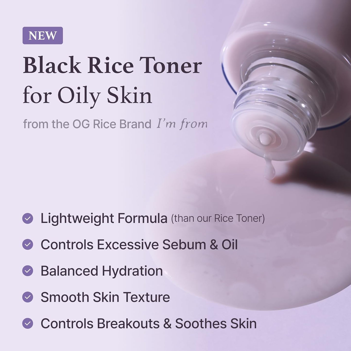 Miniature of Black Rice Toner for Oily Skin, Sebum Control Toner, Lightweight, Niacinamide, Panthenol, Fragrance Free, Korean Skin Care, 30ml, 1.01 fl.oz