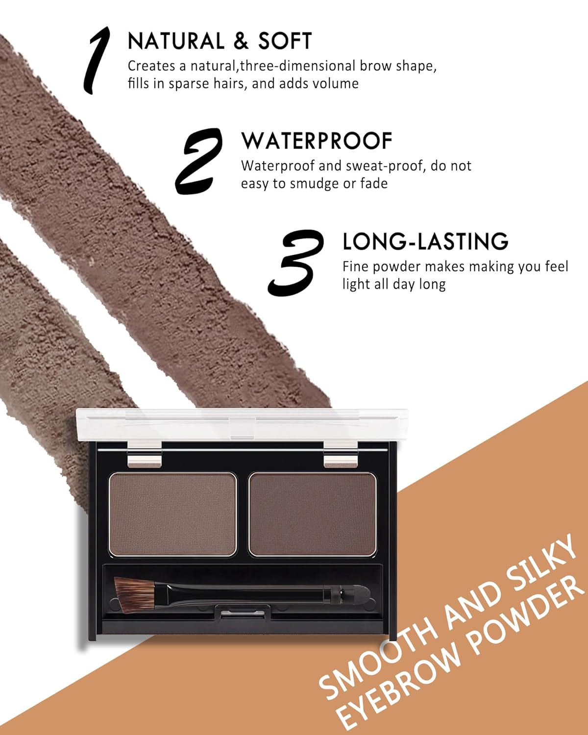 Eyebrow Powder Kit-Waterproof Two Colors Brow Powder Tinted Palette Long Lasting Up to 16H,Taupe/Brown Brow Filler Defined&Sculpt Natural Eyebrow Makeup for Sparse Brow with Brow Brush&Razor-02